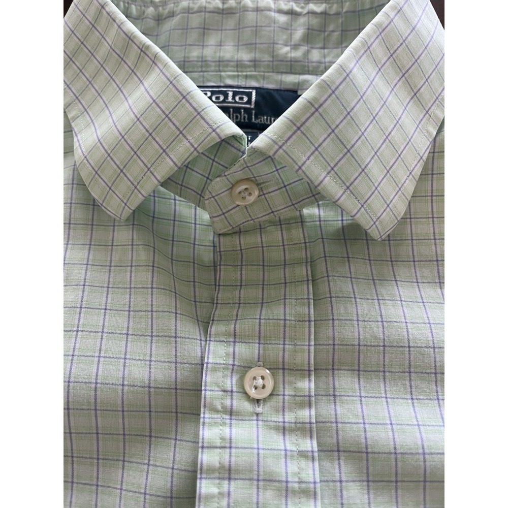 POLO RALPH LAUREN Regent Custom Fit Casual Green Plaid Button Up Size 18 36/37